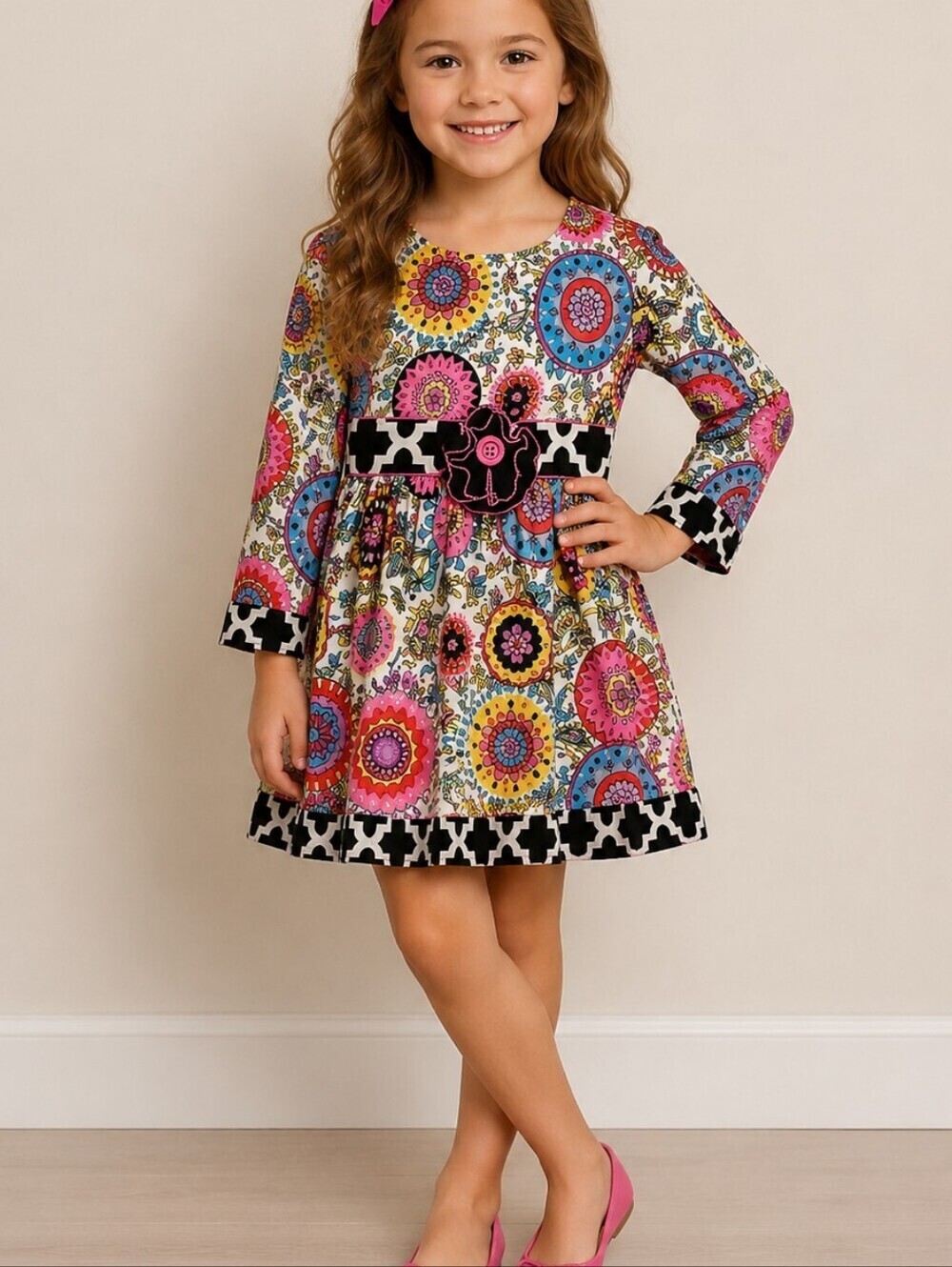 3/$30 Ann LOREN Floral Multi-print Bow Tie Back Dress Size 6